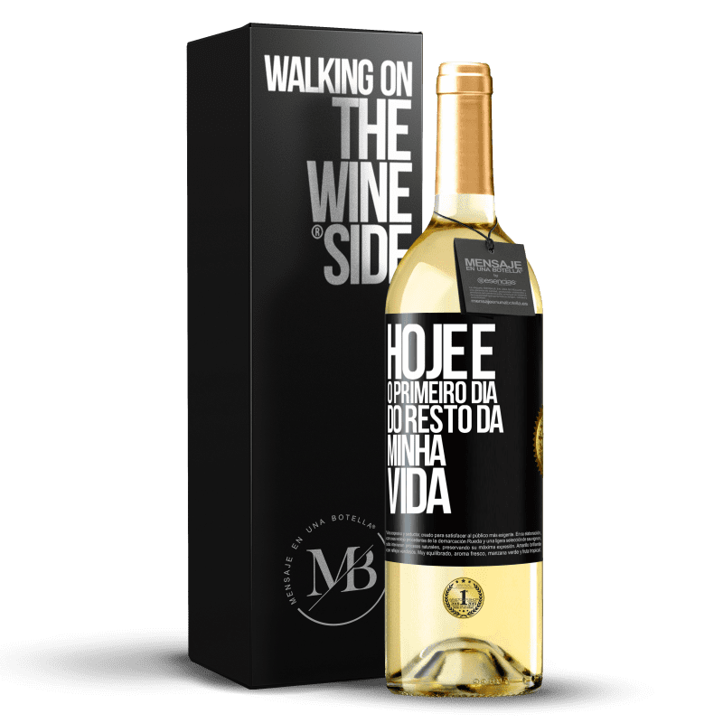 29,95 € Envio grátis | Vinho branco Edição WHITE Hoje é o primeiro dia do resto da minha vida Etiqueta Preta. Etiqueta personalizável Vinho jovem Colheita 2024 Verdejo