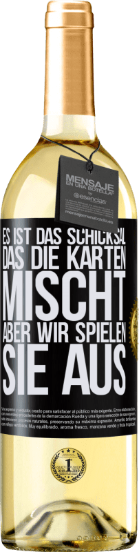 29,95 € | Weißwein WHITE Ausgabe Das Schicksal mischt die Karten, und wir spielen. Schwarzes Etikett. Anpassbares Etikett Junger Wein Ernte 2025 Verdejo