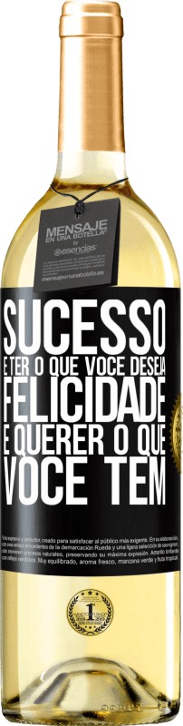 29,95 € | Vinho branco Edição WHITE sucesso é ter o que você deseja. Felicidade é querer o que você tem Etiqueta Preta. Etiqueta personalizável Vinho jovem Colheita 2024 Verdejo