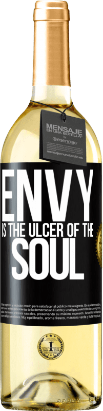 29,95 € | White Wine WHITE Edition Envy is the ulcer of the soul Black Label. Customizable label Young wine Harvest 2025 Verdejo
