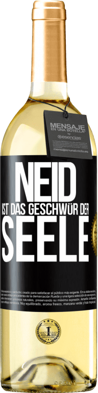 29,95 € | Weißwein WHITE Ausgabe Neid ist das Geschwür der Seele Schwarzes Etikett. Anpassbares Etikett Junger Wein Ernte 2023 Verdejo