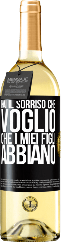 29,95 € | Vino bianco Edizione WHITE Hai il sorriso che voglio che i miei figli abbiano Etichetta Nera. Etichetta personalizzabile Vino giovane Raccogliere 2024 Verdejo