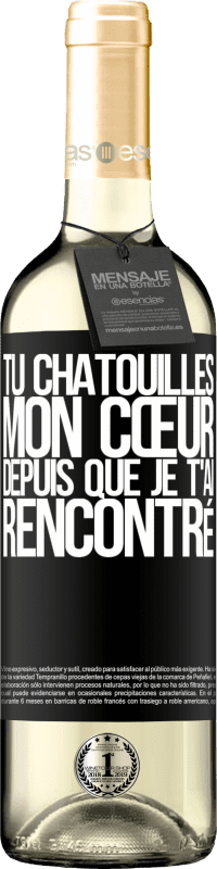 29,95 € Envoi gratuit | Vin blanc Édition WHITE Tu chatouilles mon cœur depuis que je t'ai rencontré Étiquette Noire. Étiquette personnalisable Vin jeune Récolte 2025 Verdejo