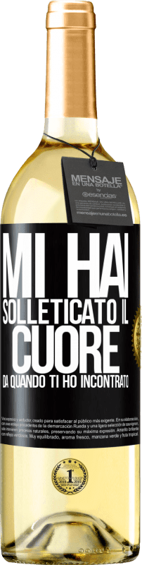 Spedizione Gratuita | Vino bianco Edizione WHITE Mi hai solleticato il cuore da quando ti ho incontrato Etichetta Nera. Etichetta personalizzabile Vino giovane Raccogliere 2023 Verdejo