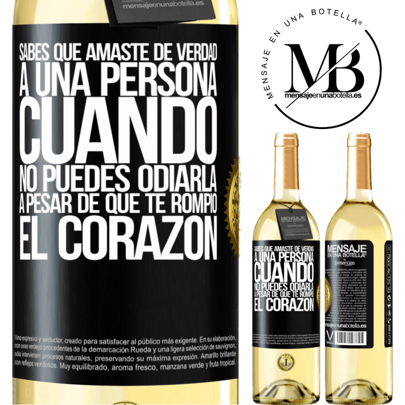 29,95 € Envoi gratuit | Vin blanc Édition WHITE Tu sais que tu aimais vraiment une personne quand tu ne peux pas la haïr même s'il t'a brisé le cœur Étiquette Noire. Étiquette personnalisable Vin jeune Récolte 2022 Verdejo