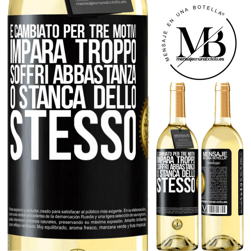 29,95 € Spedizione Gratuita | Vino bianco Edizione WHITE È cambiato per tre motivi. Impara troppo, soffri abbastanza o stanca dello stesso Etichetta Nera. Etichetta personalizzabile Vino giovane Raccogliere 2024 Verdejo