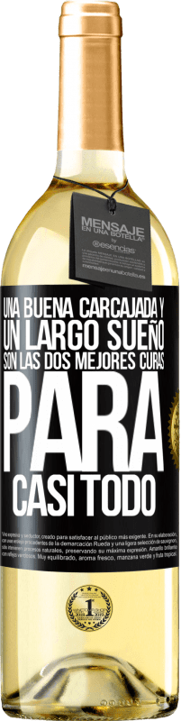 29,95 € | Vino Blanco Edición WHITE Una buena carcajada y un largo sueño son las dos mejores curas para casi todo Etiqueta Negra. Etiqueta personalizable Vino joven Cosecha 2024 Verdejo