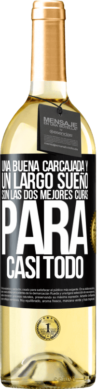 29,95 € | Vino Blanco Edición WHITE Una buena carcajada y un largo sueño son las dos mejores curas para casi todo Etiqueta Negra. Etiqueta personalizable Vino joven Cosecha 2025 Verdejo