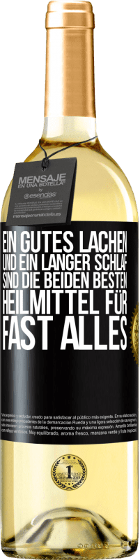 29,95 € | Weißwein WHITE Ausgabe Ein gutes Lachen und ein langer Schlaf sind die beiden besten Heilmittel für fast alles Schwarzes Etikett. Anpassbares Etikett Junger Wein Ernte 2025 Verdejo