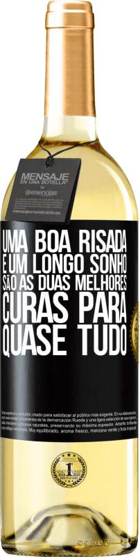 29,95 € | Vinho branco Edição WHITE Uma boa risada e um longo sonho são as duas melhores curas para quase tudo Etiqueta Preta. Etiqueta personalizável Vinho jovem Colheita 2025 Verdejo