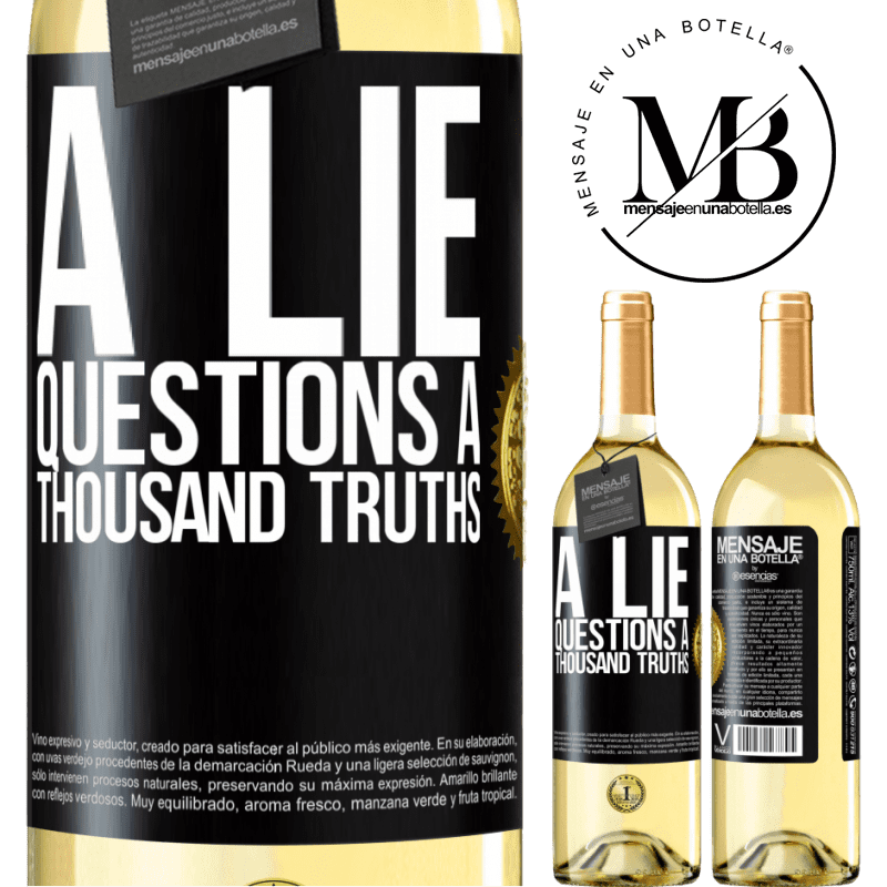 29,95 € Free Shipping | White Wine WHITE Edition A lie questions a thousand truths Black Label. Customizable label Young wine Harvest 2022 Verdejo