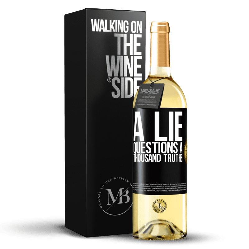 29,95 € Free Shipping | White Wine WHITE Edition A lie questions a thousand truths Black Label. Customizable label Young wine Harvest 2023 Verdejo