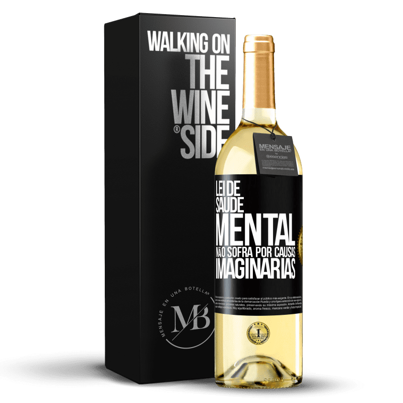 29,95 € Envio grátis | Vinho branco Edição WHITE Lei de Saúde Mental: Não sofra por causas imaginárias Etiqueta Preta. Etiqueta personalizável Vinho jovem Colheita 2025 Verdejo