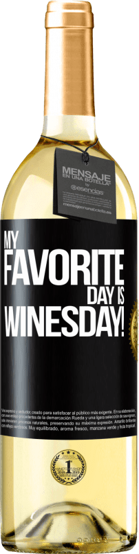 29,95 € | Белое вино Издание WHITE My favorite day is winesday! Черная метка. Настраиваемая этикетка Молодое вино Урожай 2023 Verdejo