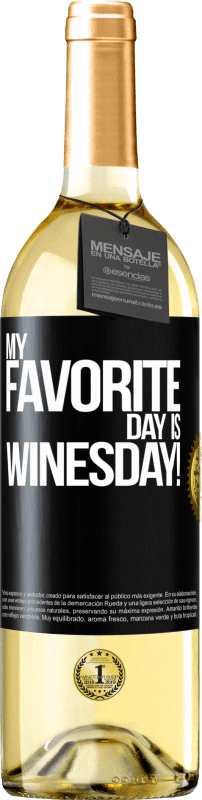 29,95 € 免费送货 | 白葡萄酒 WHITE版 My favorite day is winesday! 黑标. 可自定义的标签 青年酒 收成 2025 Verdejo