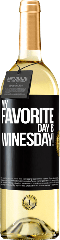 29,95 € | Weißwein WHITE Ausgabe My favorite day is winesday! Schwarzes Etikett. Anpassbares Etikett Junger Wein Ernte 2023 Verdejo