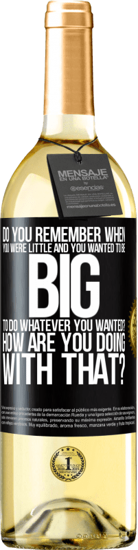29,95 € | White Wine WHITE Edition do you remember when you were little and you wanted to be big to do whatever you wanted? How are you doing with that? Black Label. Customizable label Young wine Harvest 2022 Verdejo