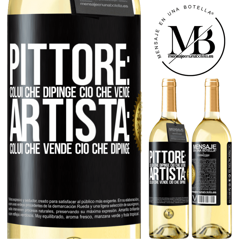 29,95 € Spedizione Gratuita | Vino bianco Edizione WHITE Pittore: colui che dipinge ciò che vende. Artista: colui che vende ciò che dipinge Etichetta Nera. Etichetta personalizzabile Vino giovane Raccogliere 2024 Verdejo