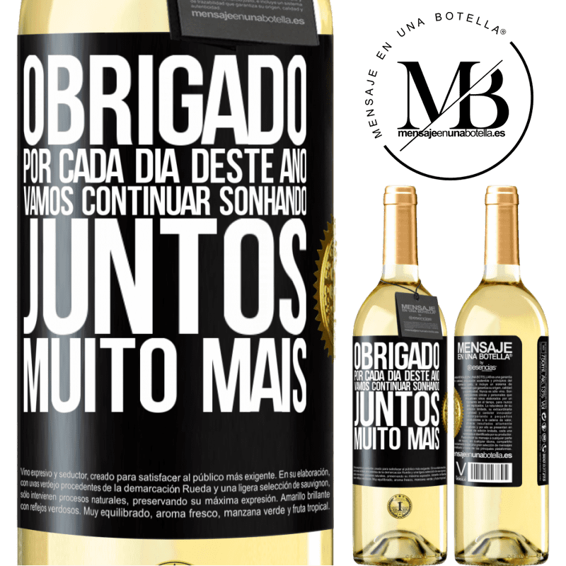 29,95 € Envio grátis | Vinho branco Edição WHITE Obrigado por cada dia deste ano. Vamos continuar sonhando juntos muito mais Etiqueta Preta. Etiqueta personalizável Vinho jovem Colheita 2023 Verdejo