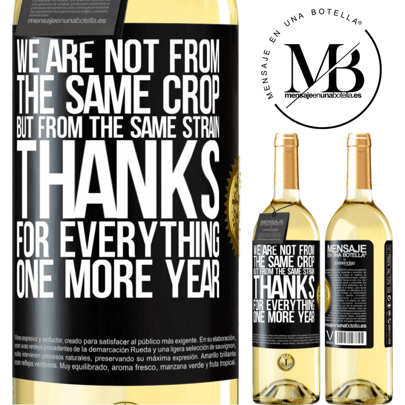 29,95 € Free Shipping | White Wine WHITE Edition We are not from the same crop, but from the same strain. Thanks for everything, one more year Black Label. Customizable label Young wine Harvest 2022 Verdejo