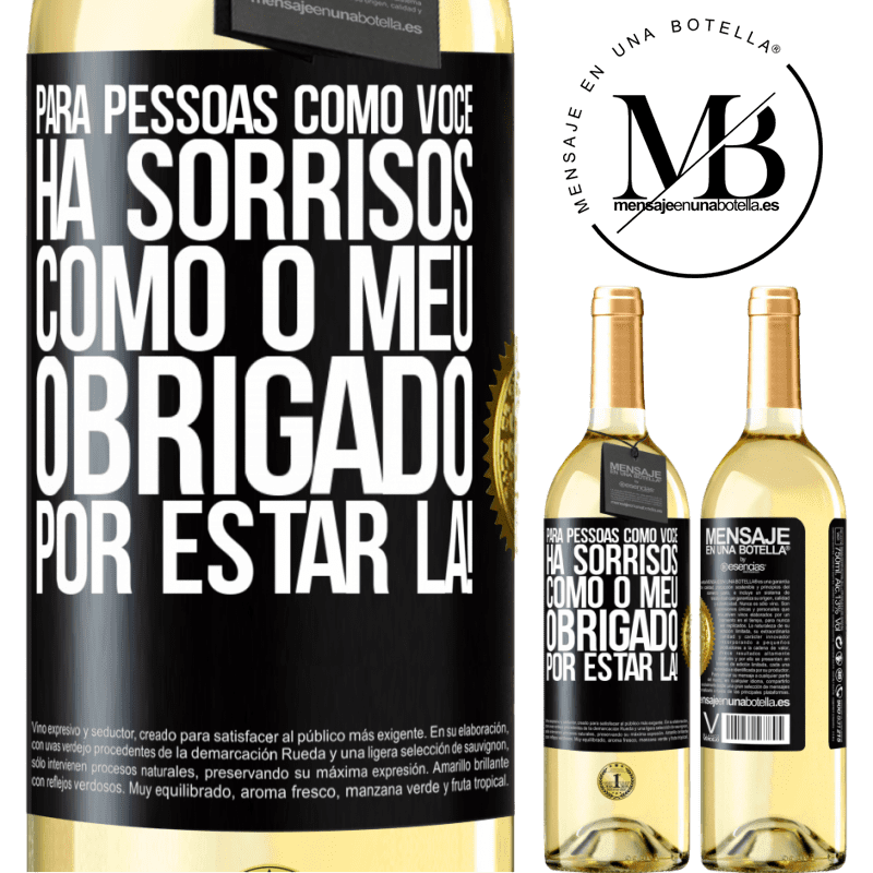 29,95 € Envio grátis | Vinho branco Edição WHITE Para pessoas como você, há sorrisos como o meu. Obrigado por estar lá! Etiqueta Preta. Etiqueta personalizável Vinho jovem Colheita 2023 Verdejo