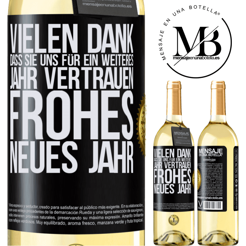 29,95 € Kostenloser Versand | Weißwein WHITE Ausgabe Vielen Dank, dass Sie uns ein weiteres Jahr vertrauen. Frohes neues Jahr Schwarzes Etikett. Anpassbares Etikett Junger Wein Ernte 2023 Verdejo