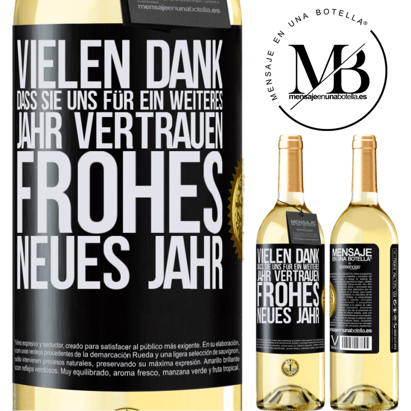 29,95 € Kostenloser Versand | Weißwein WHITE Ausgabe Vielen Dank, dass Sie uns ein weiteres Jahr vertrauen. Frohes neues Jahr Schwarzes Etikett. Anpassbares Etikett Junger Wein Ernte 2025 Verdejo