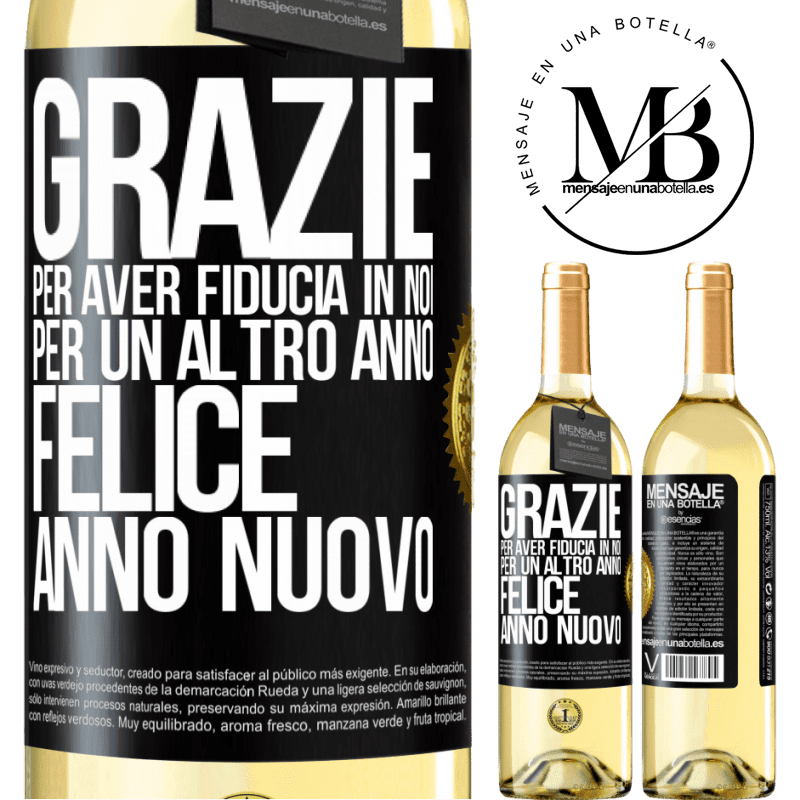 29,95 € Spedizione Gratuita | Vino bianco Edizione WHITE Grazie per aver fiducia in noi per un altro anno. Felice anno nuovo Etichetta Nera. Etichetta personalizzabile Vino giovane Raccogliere 2023 Verdejo