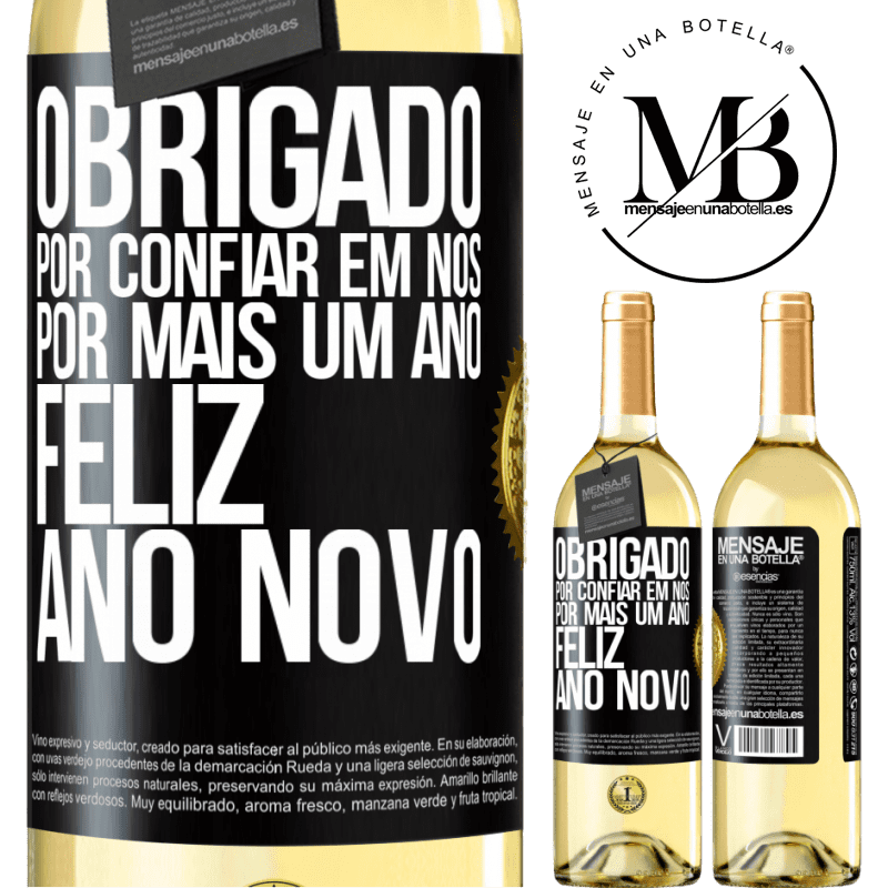 29,95 € Envio grátis | Vinho branco Edição WHITE Obrigado por confiar em nós por mais um ano. Feliz Ano Novo Etiqueta Preta. Etiqueta personalizável Vinho jovem Colheita 2023 Verdejo