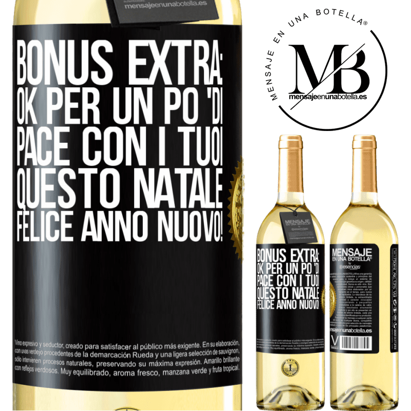 29,95 € Spedizione Gratuita | Vino bianco Edizione WHITE Bonus extra: Ok per un po 'di pace con i tuoi questo Natale. Felice anno nuovo! Etichetta Nera. Etichetta personalizzabile Vino giovane Raccogliere 2024 Verdejo