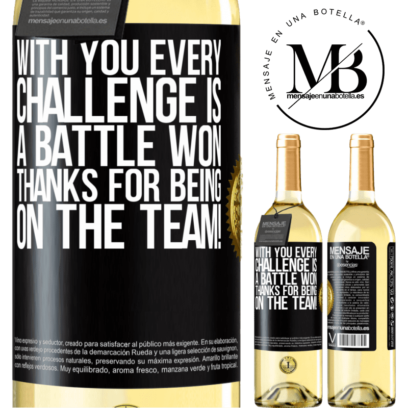 29,95 € Free Shipping | White Wine WHITE Edition With you every challenge is a battle won. Thanks for being on the team! Black Label. Customizable label Young wine Harvest 2024 Verdejo