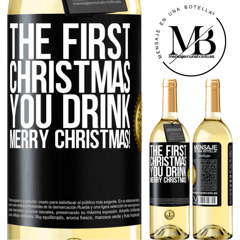 29,95 € Free Shipping | White Wine WHITE Edition The first Christmas you drink. Merry Christmas! Black Label. Customizable label Young wine Harvest 2022 Verdejo
