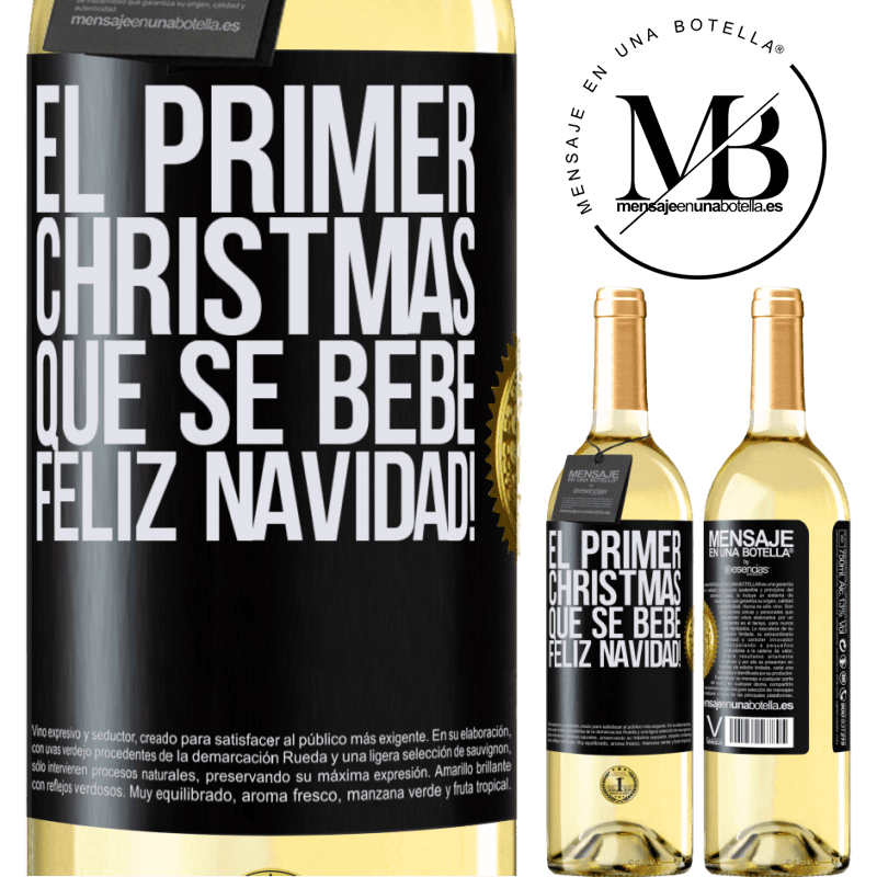 29,95 € Envío gratis | Vino Blanco Edición WHITE El primer christmas que se bebe. Feliz navidad! Etiqueta Negra. Etiqueta personalizable Vino joven Cosecha 2023 Verdejo