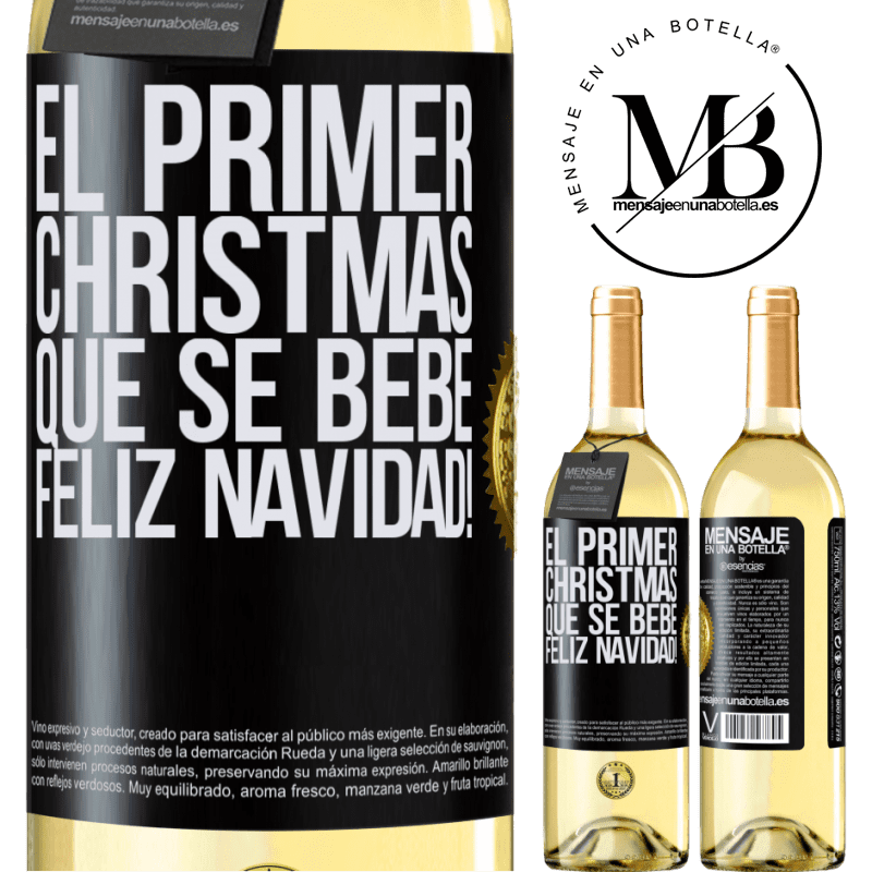 29,95 € Envío gratis | Vino Blanco Edición WHITE El primer christmas que se bebe. Feliz navidad! Etiqueta Negra. Etiqueta personalizable Vino joven Cosecha 2025 Verdejo