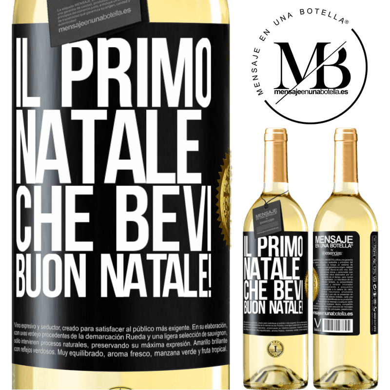 29,95 € Spedizione Gratuita | Vino bianco Edizione WHITE Il primo Natale che bevi. Buon natale! Etichetta Nera. Etichetta personalizzabile Vino giovane Raccogliere 2023 Verdejo