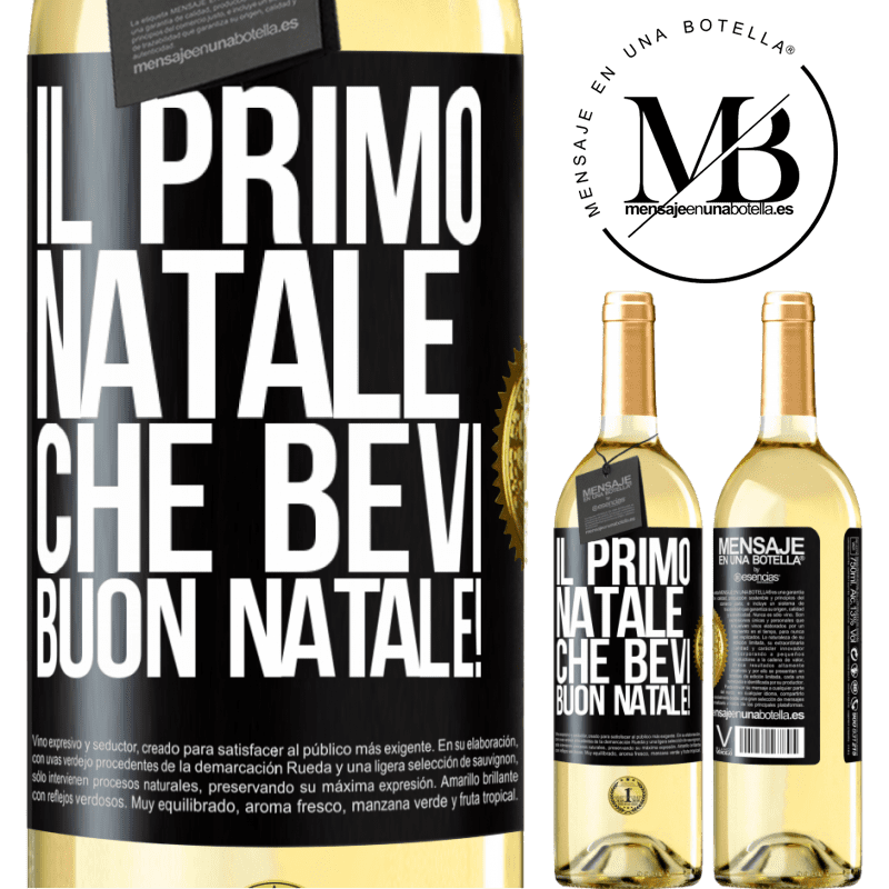29,95 € Spedizione Gratuita | Vino bianco Edizione WHITE Il primo Natale che bevi. Buon natale! Etichetta Nera. Etichetta personalizzabile Vino giovane Raccogliere 2025 Verdejo