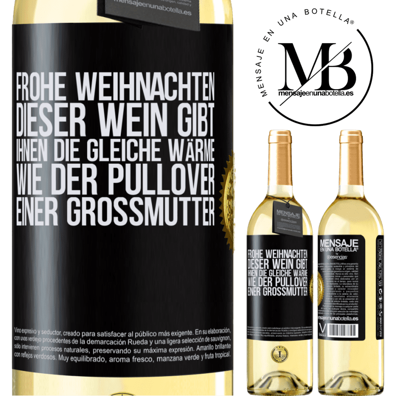 29,95 € Kostenloser Versand | Weißwein WHITE Ausgabe Frohe Weihnachten! Mit diesem Wein ist dir genauso warm wie mit dem Pullover deiner Großmutter Schwarzes Etikett. Anpassbares Etikett Junger Wein Ernte 2023 Verdejo