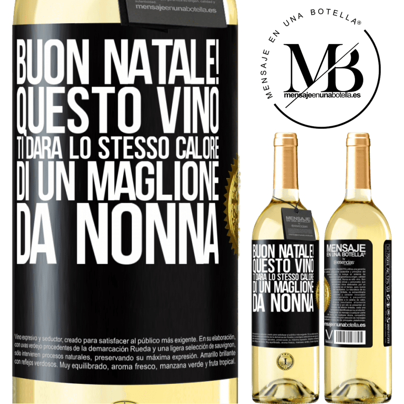 29,95 € Spedizione Gratuita | Vino bianco Edizione WHITE Buon natale! Questo vino ti darà lo stesso calore di un maglione da nonna Etichetta Nera. Etichetta personalizzabile Vino giovane Raccogliere 2023 Verdejo