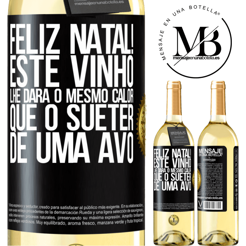 29,95 € Envio grátis | Vinho branco Edição WHITE Feliz Natal! Este vinho lhe dará o mesmo calor que o suéter de uma avó Etiqueta Preta. Etiqueta personalizável Vinho jovem Colheita 2023 Verdejo