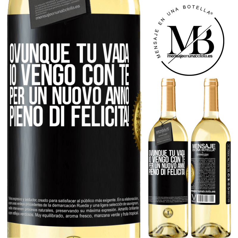 29,95 € Spedizione Gratuita | Vino bianco Edizione WHITE Ovunque tu vada, io vengo con te. Per un nuovo anno pieno di felicità! Etichetta Nera. Etichetta personalizzabile Vino giovane Raccogliere 2023 Verdejo