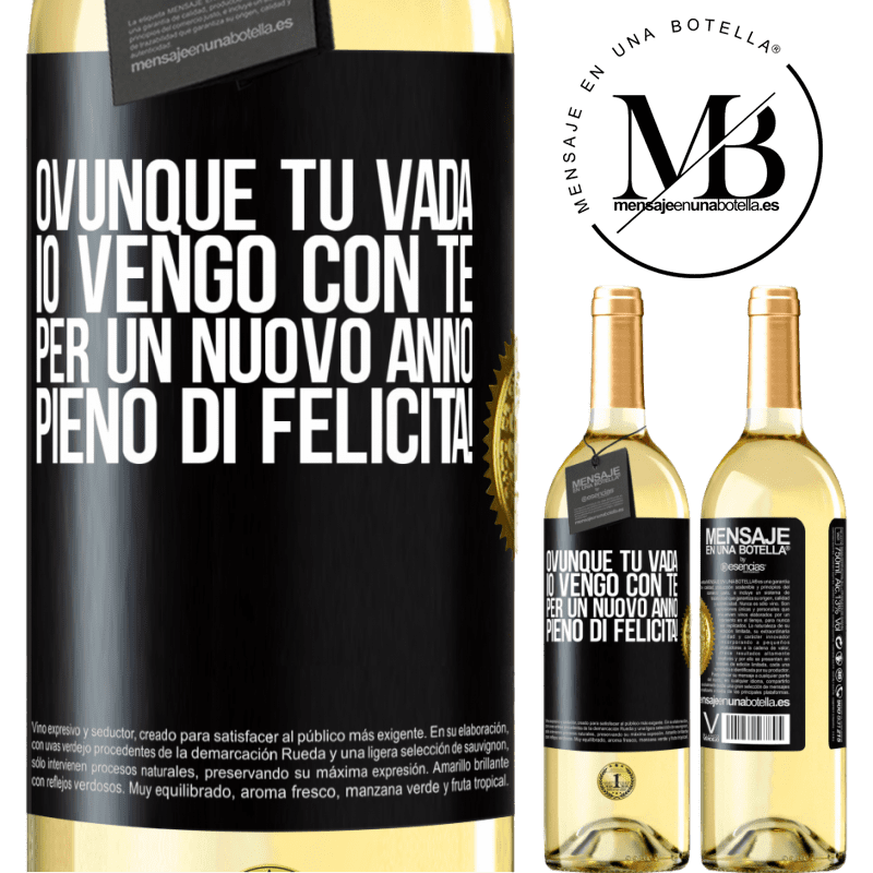 29,95 € Spedizione Gratuita | Vino bianco Edizione WHITE Ovunque tu vada, io vengo con te. Per un nuovo anno pieno di felicità! Etichetta Nera. Etichetta personalizzabile Vino giovane Raccogliere 2025 Verdejo