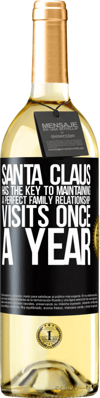 29,95 € | White Wine WHITE Edition Santa Claus has the key to maintaining a perfect family relationship: Visits once a year Black Label. Customizable label Young wine Harvest 2024 Verdejo