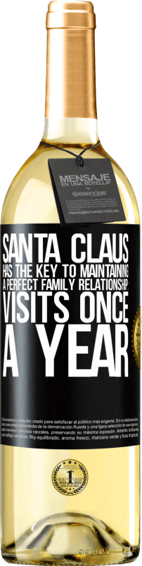 29,95 € | White Wine WHITE Edition Santa Claus has the key to maintaining a perfect family relationship: Visits once a year Black Label. Customizable label Young wine Harvest 2025 Verdejo