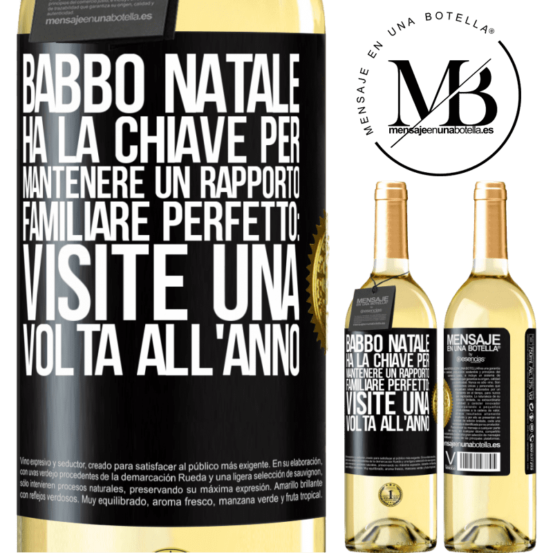 29,95 € Spedizione Gratuita | Vino bianco Edizione WHITE Babbo Natale ha la chiave per mantenere un rapporto familiare perfetto: visite una volta all'anno Etichetta Nera. Etichetta personalizzabile Vino giovane Raccogliere 2024 Verdejo