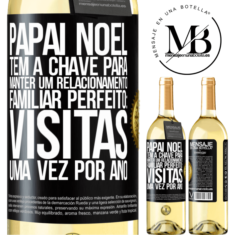 29,95 € Envio grátis | Vinho branco Edição WHITE Papai Noel tem a chave para manter um relacionamento familiar perfeito: visitas uma vez por ano Etiqueta Preta. Etiqueta personalizável Vinho jovem Colheita 2024 Verdejo