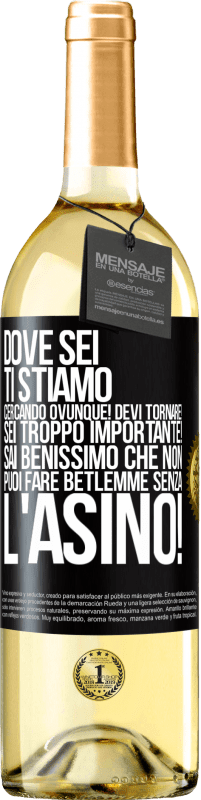 29,95 € | Vino bianco Edizione WHITE Dove sei Ti stiamo cercando ovunque! Devi tornare! Sei troppo importante! Sai benissimo che non puoi fare Betlemme senza Etichetta Nera. Etichetta personalizzabile Vino giovane Raccogliere 2024 Verdejo