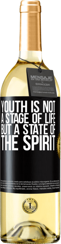 29,95 € Free Shipping | White Wine WHITE Edition Youth is not a stage of life, but a state of the spirit Black Label. Customizable label Young wine Harvest 2024 Verdejo