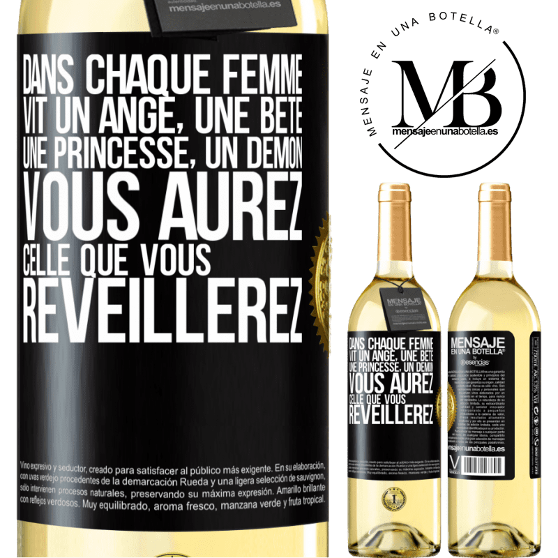 29,95 € Envoi gratuit | Vin blanc Édition WHITE Dans chaque femme vit un ange, une bête ,une princesse, un démon. Vous aurez celle que vous réveillerez. Étiquette Noire. Étiquette personnalisable Vin jeune Récolte 2024 Verdejo