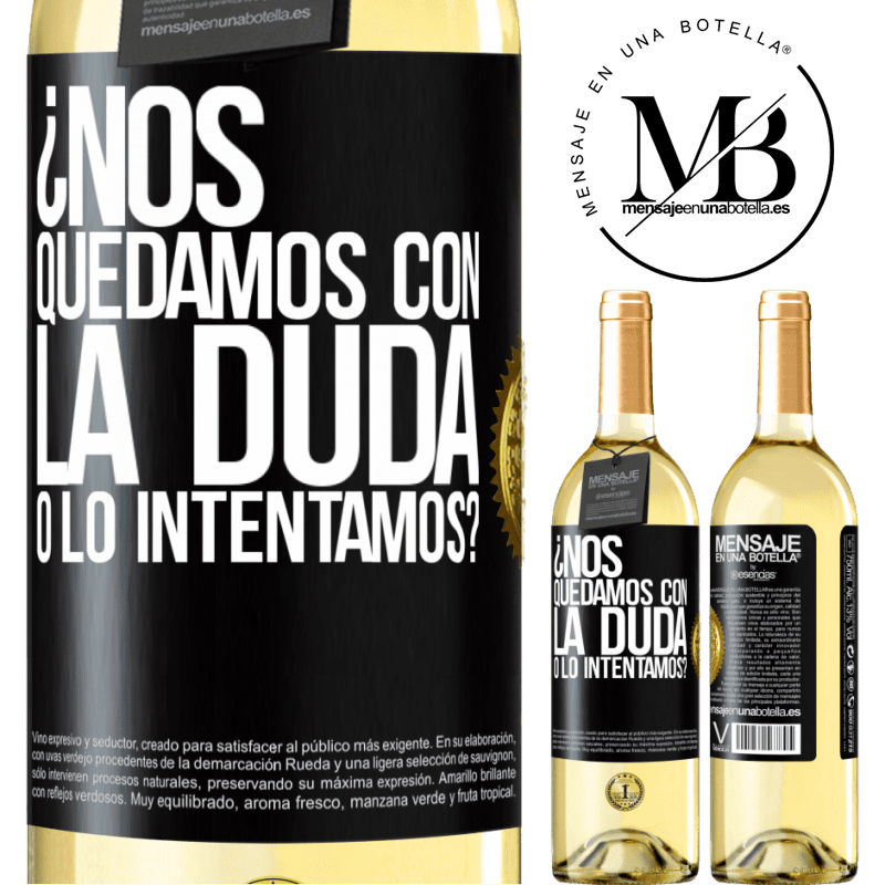 29,95 € Envío gratis | Vino Blanco Edición WHITE Nos quedamos con la duda o lo intentamos? Etiqueta Negra. Etiqueta personalizable Vino joven Cosecha 2024 Verdejo