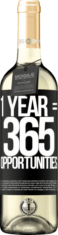 29,95 € | Vin blanc Édition WHITE 1 year 365 opportunities Étiquette Noire. Étiquette personnalisable Vin jeune Récolte 2023 Verdejo